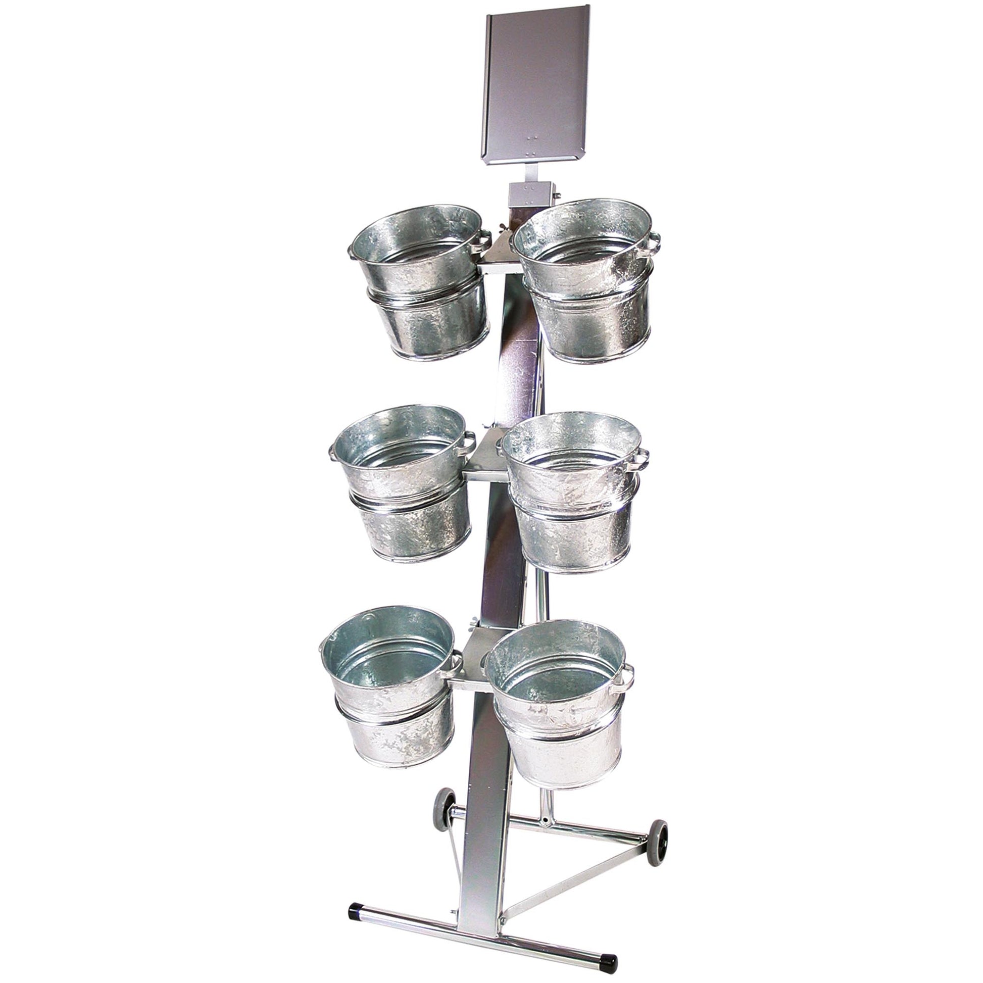 Shopdisplay Shop Impulz 9 mit 6 Zinkeimern & A4 Schildhalter