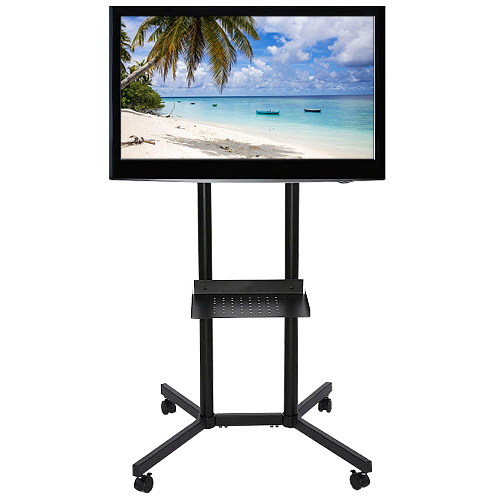 Slimline TV-Ständer mit Ablage, Schwarz