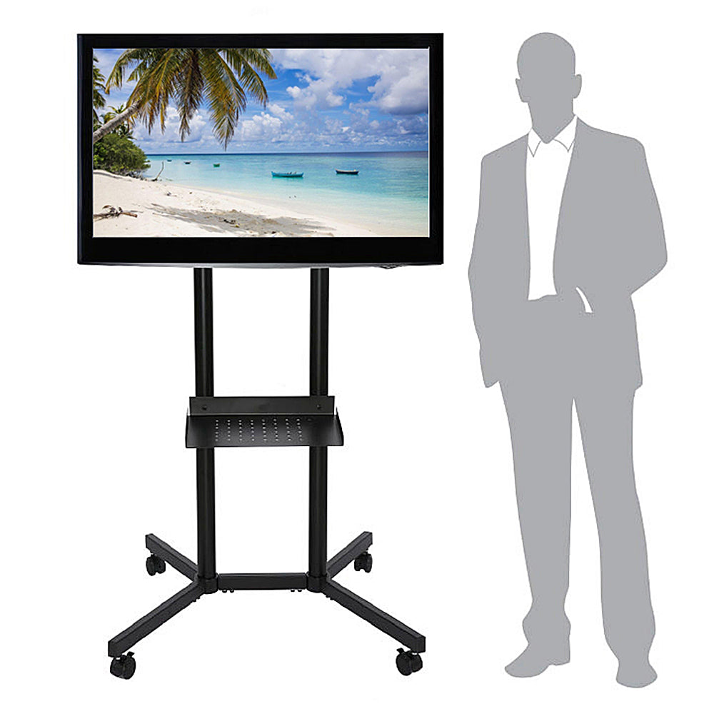 Slimline TV-Ständer mit Ablage, Schwarz
