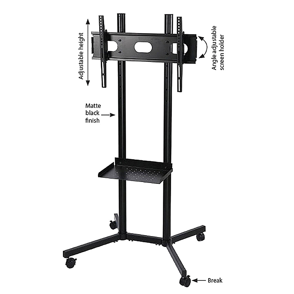 Slimline TV-Ständer mit Ablage, Schwarz