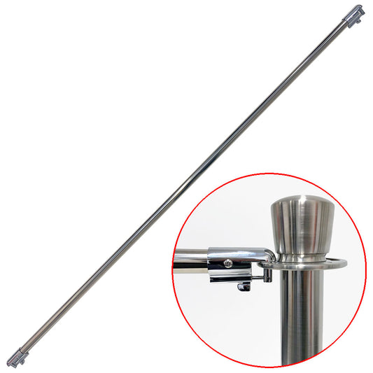Absperrpfosten Crowd Control mit Bannerstange, 160 cm, Silber