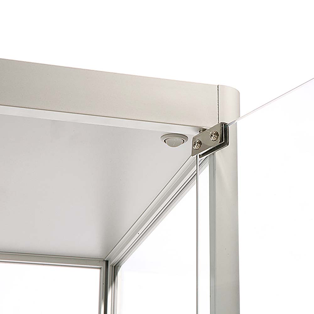 Vitrine - Showcase Tower Solo Glasvitrine mit Unterschrank, LED-Licht und Schloss - Silber