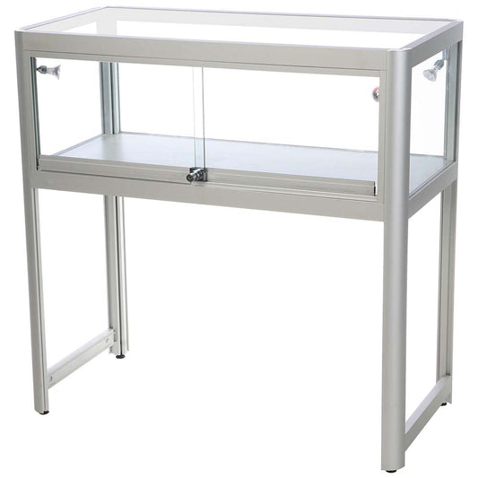 Vitrine, Showcase Desk Duo, LED-Licht, mit Schloss, Silber