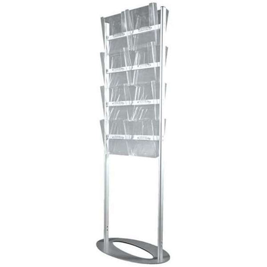 Ellipse Prospektständer, einseitig, 8 x A4 Halter, Silber