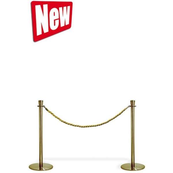 Gold Absperrpfosten Crowd Control mit Seilhalter