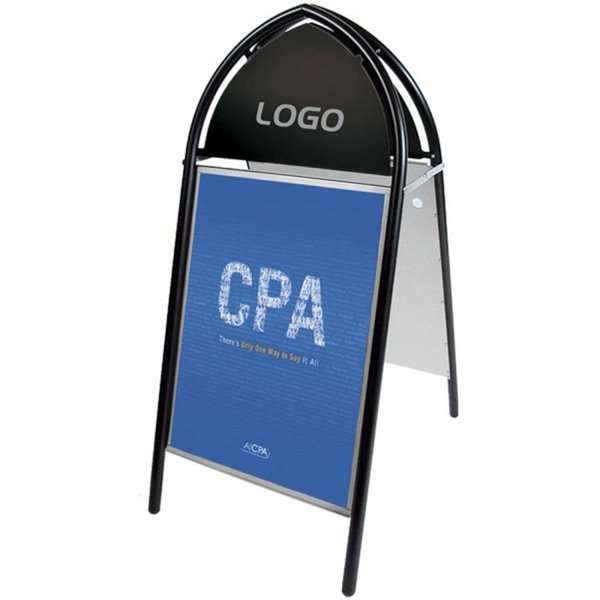 Gotik Classic Kundenstopper mit Logoplatte, B2, 50 x 70 cm, Schwarz