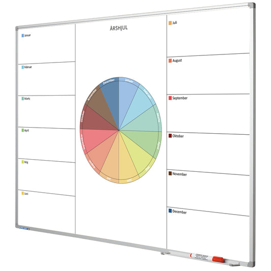 Whiteboard, magnetisch, mit Jahresrad druck
