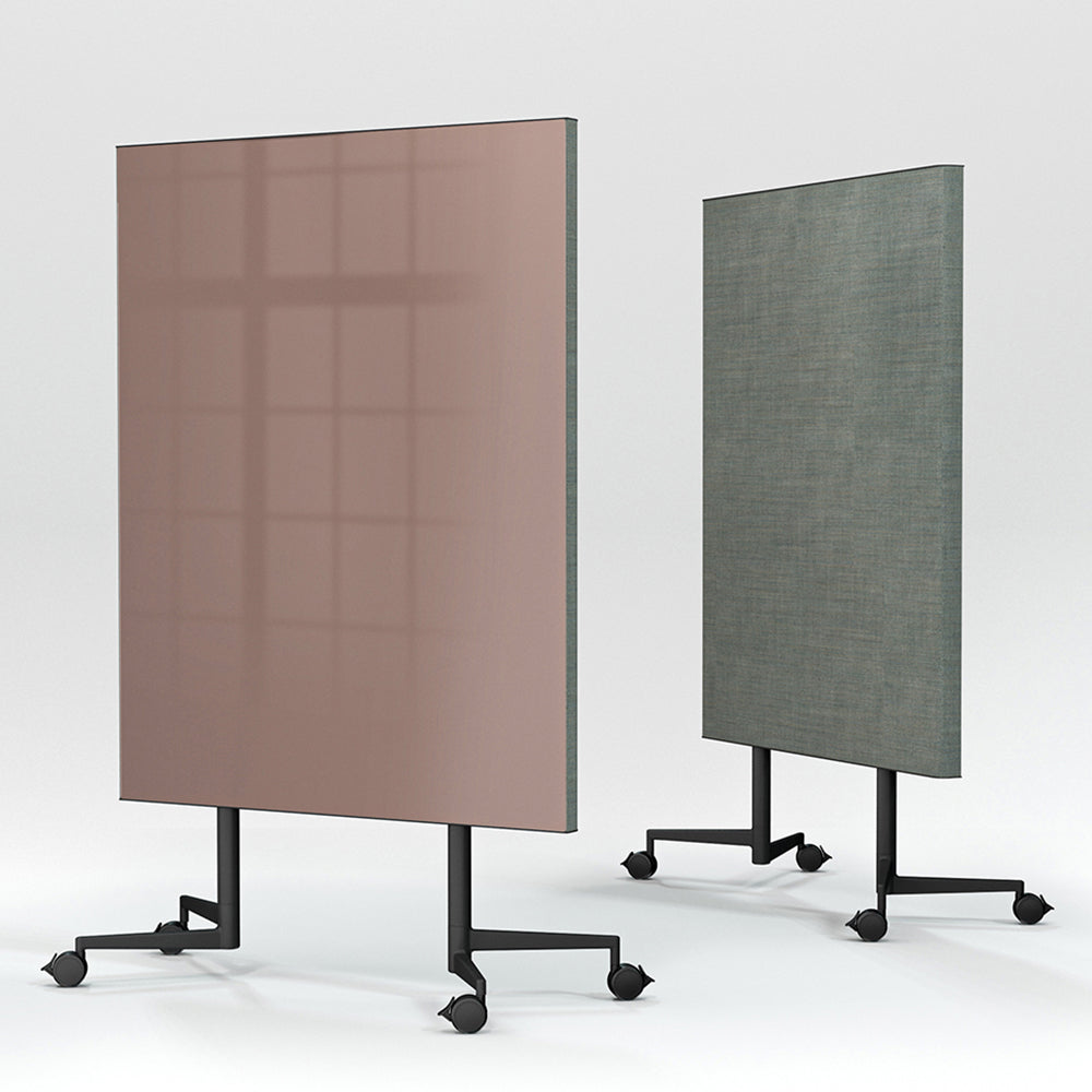 Glastafel mit Akustikpaneel auf Rollen, Move Acoustic, Blush