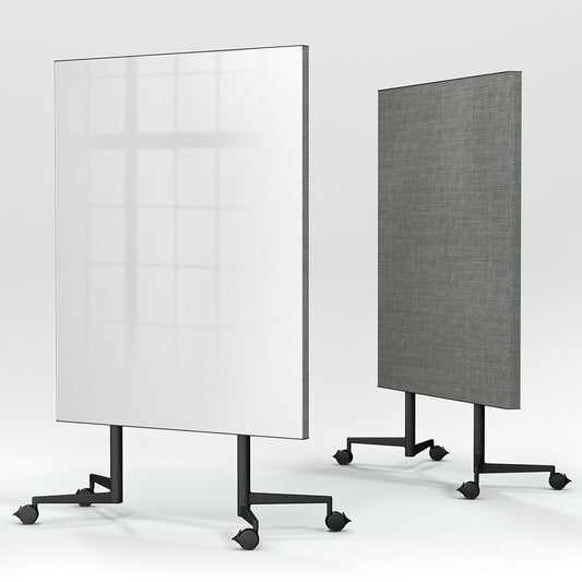 Glastafel mit Akustikpaneel auf Rollen, Move Acoustic, Pure White