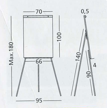 Flipchart-Tafel Flipover Budget, lackierte magnetische Tafel, 66 x 100 cm, Silber